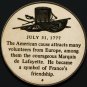 Bronze Franklin Mint Medallion~Frances Lafayette Joins The Fight~Free Shipping