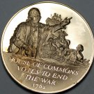 Bronze Franklin Mint Medallion~British House Of Commons Votes To End The War~F/S