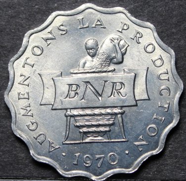 Rwanda 2 Francs, 1970 FAO~Gem Unc~Duex Francs~Only Year~Free Shipping
