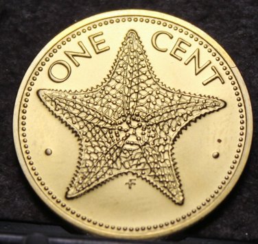 Bahamas Cent, 1974 Gem Unc~Starfish~Rare 23,000 Minted~Free Shipping