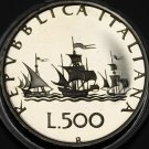 Italy 500 Lire, 1985 Silver Proof~RARE~15,000 Minted~Columbus's Ships~Free Ship