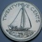 Bahamas 25 Cents, 2000 Unc~RARE~3,177 Minted~Bahamian Sloop~Free Ship*