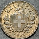 Switzerland 2 Rappen, 1931 Unc RED/BROWN~Almost 90 Years Old~Excellent~Free Ship