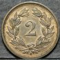 Switzerland 2 Rappen, 1931 Unc RED/BROWN~Almost 90 Years Old~Excellent~Free Ship
