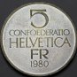 Switzerland 5 Francs, 1980 Gem Unc~Ferdinand Hodler Painter~Free Shipping