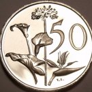 South Africa 50 Cents, 1983 RARE Proof~Only 14,000 Ever Minted~Flowers~Free Ship
