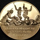 Bronze Franklin Mint Medallion~Indians Massacre Pennsylvania Settlers~Free Ship