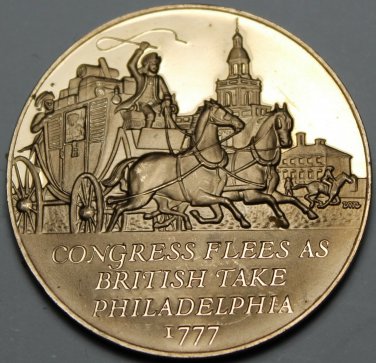 Bronze Franklin Mint Medallion~Congress Flees Philadelphia as Howe Takes Creek.