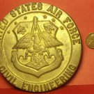 Massive 105mm X 9mm Thick Solid Brass U.S. Air Force Civil Engineering Plaque~FS