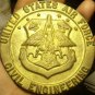 Massive 105mm X 9mm Thick Solid Brass U.S. Air Force Civil Engineering Plaque~FS