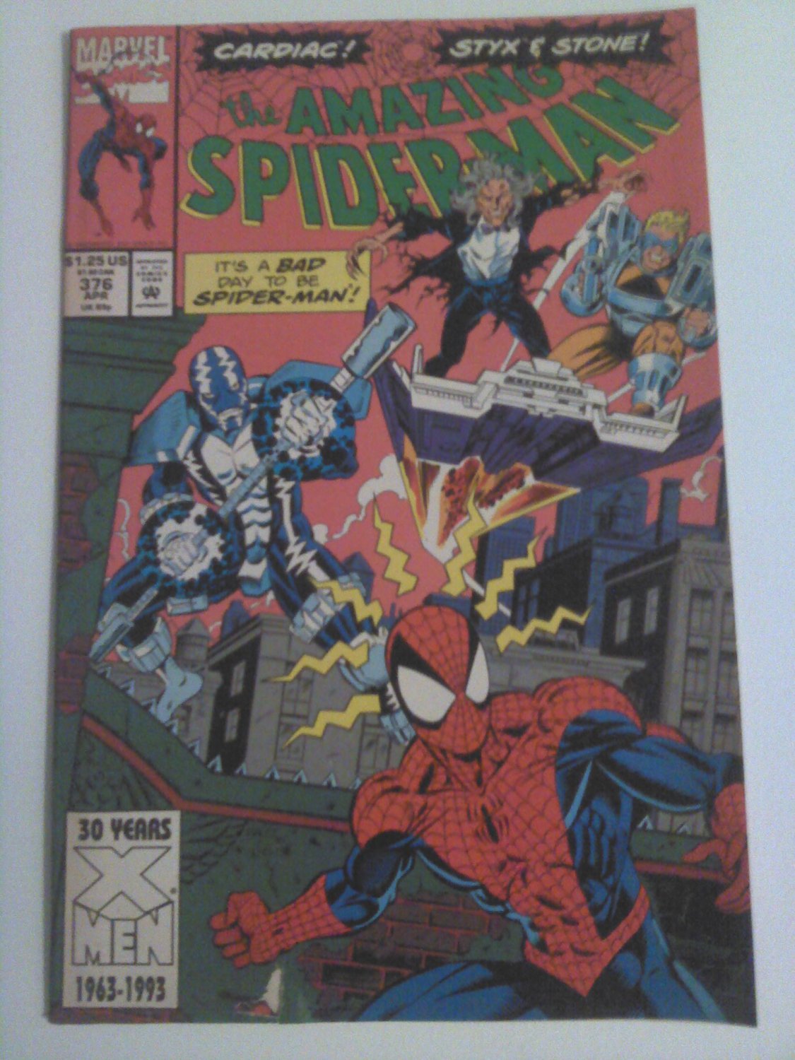 Amazing Spiderman #376 Origin of Cardiac; Versus Cardiac, Styx and Stone