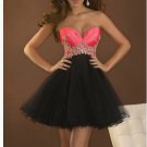 Evening mini dress: Pink with black