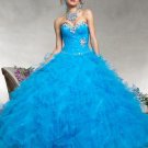 Evening maxi blue puffball dress