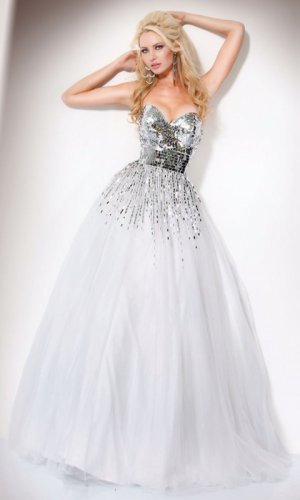 Evening maxi silver dress