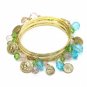 MULTI COLOR BEADED COINS GOLD BANGLE BRACELET SET