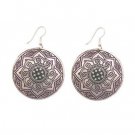 INDIA STAR PURPLE RUSTIC METAL DISC EARRINGS