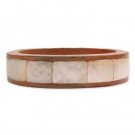 NEW INLAID MOTHER OF PEARL COCOA WOOD BANGLE BRACELET