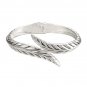 DESIGNER SILVER TONE LEAF HINGED BANGLE BRACELET
