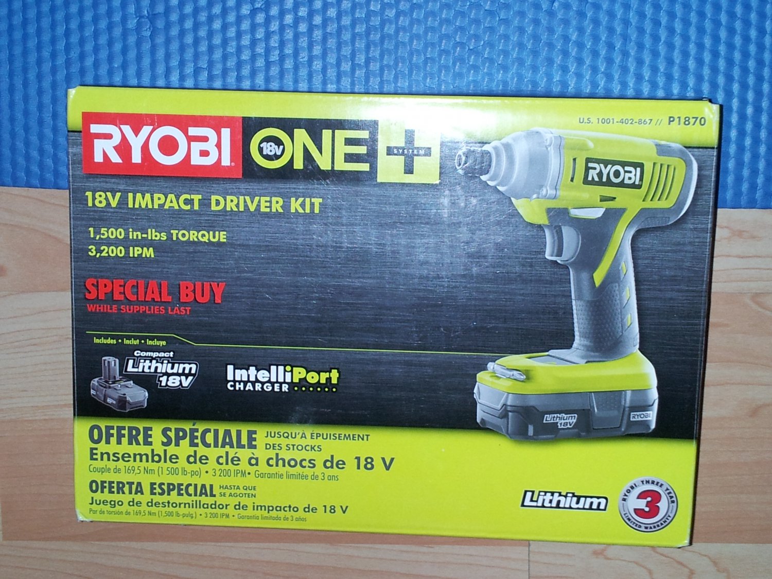 New RYOBI ONE+ 18V Cordless Impact Driver Kit Model P1870