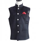 Kids Black Sleeveless Nehru Jacket for Boys