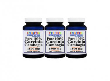 3x Pure 100% GARCINIA CAMBOGIA 1500mg HCA 50%, 540 Capules total