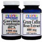 GARCINIA CAMBOGIA 1500mg & PURE GREEN COFFEE BEAN EXTRACT 800 mg 360 caps total