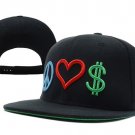 PEACE LOVE MONEY LSNAPBACK HAT CAP