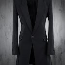 dark black long jacket coat one button slim fit