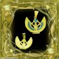 Egyptian Hall Marked 18 Karat Gold pendant, Egypt Pharao's Isis with Turquoise