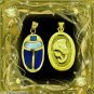 Egyptian Hall Marked 18 Karat Gold pendant, Egypt Pharao's Scarab With Real Gems