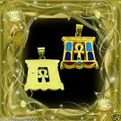 Egyptian Hall Marked 18 Karat Gold pendant, Egypt Pharao's Temple With Real Gems