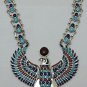 Hall marked Egyptian Pharaoh Silver Necklace,Winged Horus,Real Natural Gemstone