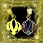Egyptian Hall Marked 18 Karat Gold pendant, Egypt Pharao's Lotus with Real Gems
