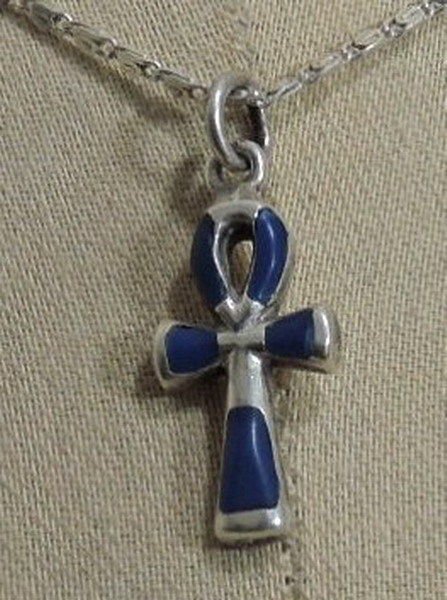 Hall marked Egyptian &Ugrave;�&Oslash;&micro;&Oslash;&plusmn; Pharaoh Silver Pendant ,800,Ankh with Lapis