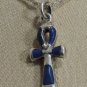Hall marked Egyptian مصر Pharaoh Silver Pendant ,800,Ankh with Lapis