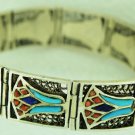 Hall marked Egypt Ägypten Pharaoh Silver Bracelet,Lotus and Coral ,Turquoise