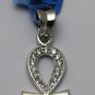 Hall marked Egyptian Pharaoh Silver Platinum Plated Pendant,925,Ankh with Zircon