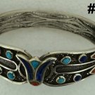 Hall marked Egypt Ägypten Pharaoh Silver Bracelet,Lotus and Turquoise,Lapis