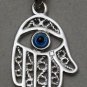Hall marked Egyptian Islamic Silver Platinum Plated Pendant,925, Fatima Hand