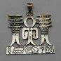 Hall marked Egyptian Pharaoh Silver Pendant ,800,Ankh ,Temple and Hieroglyph