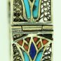 Hallmark Egypt Pharaoh Silver Bracelet Lotus flower, Coral,w. Turquoise gemstone
