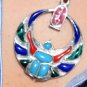 Hallmark Egypt Pharaoh Sterling Silver Winged Scarab Pendant Charm 4 Colors