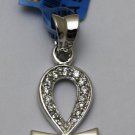 Hallmark Egyptian Pharaoh Silver Platinum Plated Pendant,925,Ankh with Zircon