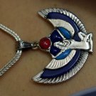Hallmark Egypt Pharaoh Sterling Silver goddess ISIS Pendant Charm Blue