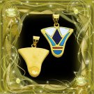 Egyptian HallMark 18 Karat Gold pendant, Egypt Pharao's Lotus Flower w Real Gems