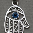 Hallmark Egyptian Islamic Silver Platinum Plated Pendant,925, Fatima Hand
