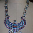 Hallmark Egyptian Pharaoh Silver Necklace,Falcon, precious Gemstones