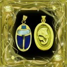 Hallmark 18 K. Gold Charming pendant Egypt   Luck Scarab With lapis, and pearl