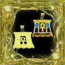 Egyptian Hallmark 18 K. Gold pendant Egypt Pharaoh Temple With Precious Gemstone