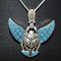 Hallmark Egypt Pharaoh Sterling Silver colorful Winged  Scarab Pendant Charm